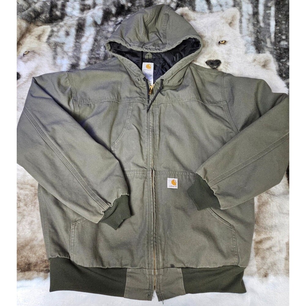 Carhartt Work Jacket J318 MOS Hooded Insulated Quilted Moss Green X-Large